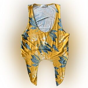 Babaton Yellow and Green Asymmetrical Tank Top